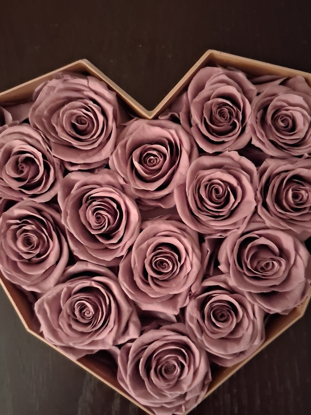 Preserved Lavender Pink Rose Heart Box - Elegant Home Accent
